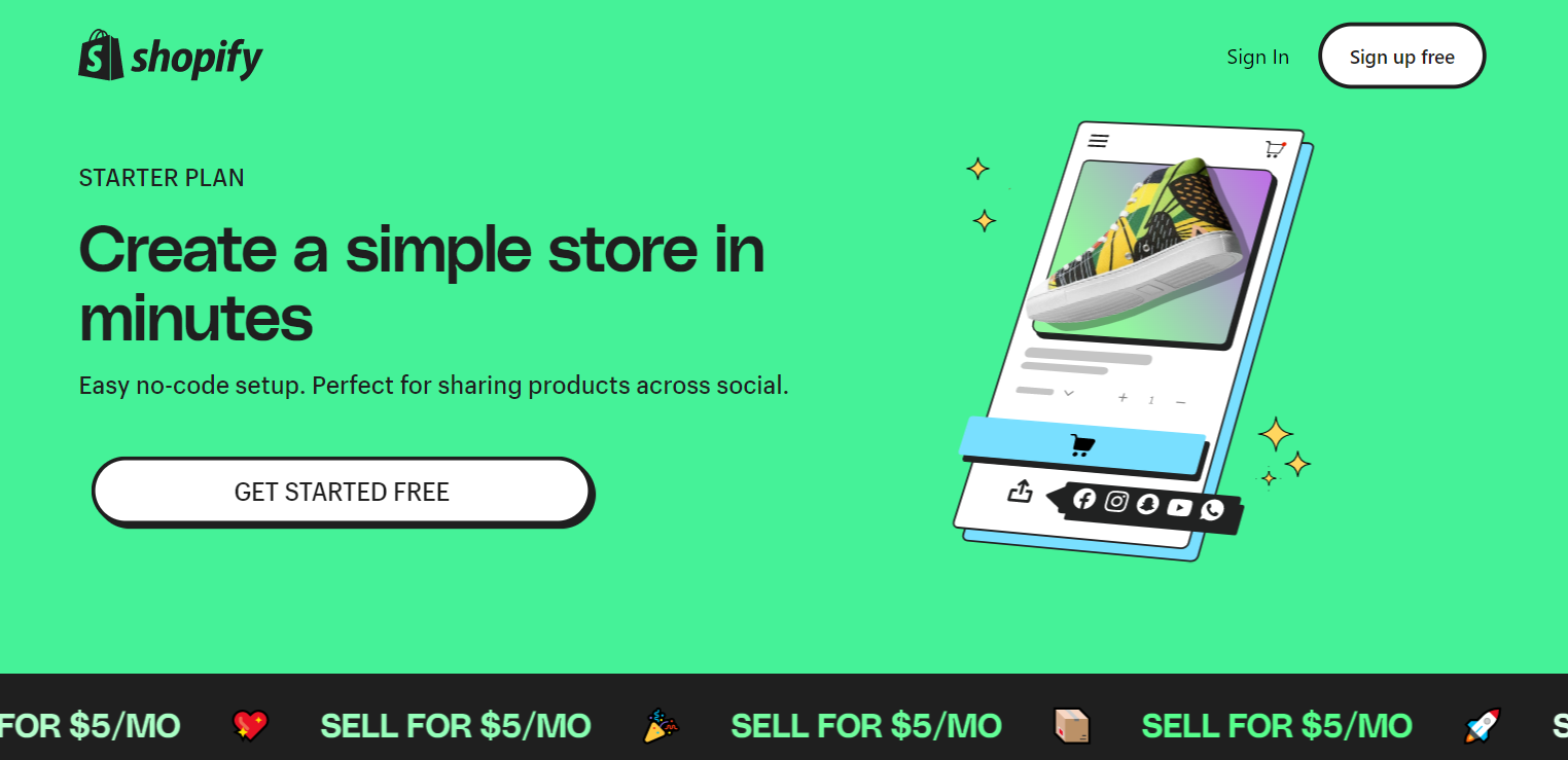 Best cheap ecommerce platforms: Shopify Starter